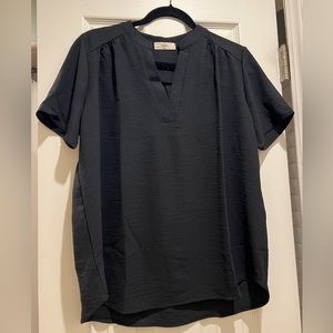 Textured Short Sleeve Blouse